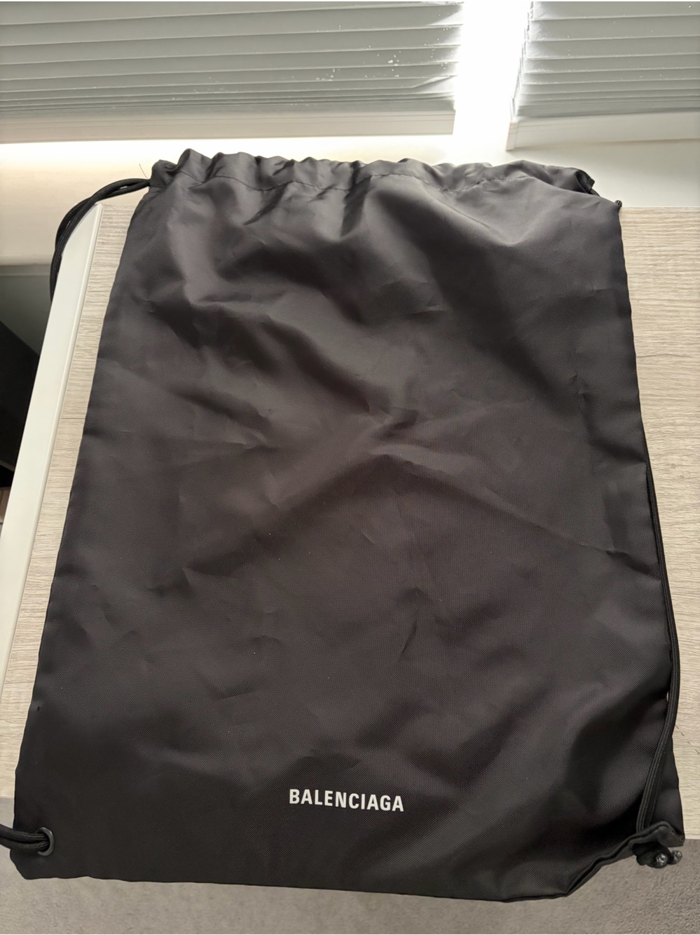 Balenciaga Black Logo Drawstring bag